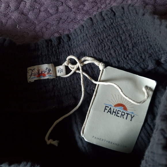 FAHERTY Charcoal Dream Cotton Double Gauze Wide Leg Pull-On Pants Women's SZ M - Picture 8 of 14